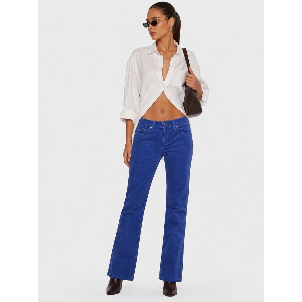 Ralph Lauren Blue Corduroy Pants 100% Cotton Straight Leg Mid Rise Size 2 XS